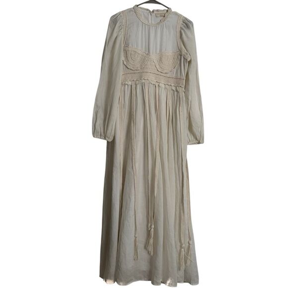 Ulla Johnson Aviva Knitted Cotton-trimmed Ramie Midi Dress in Pristine 4 - Picture 5 of 14